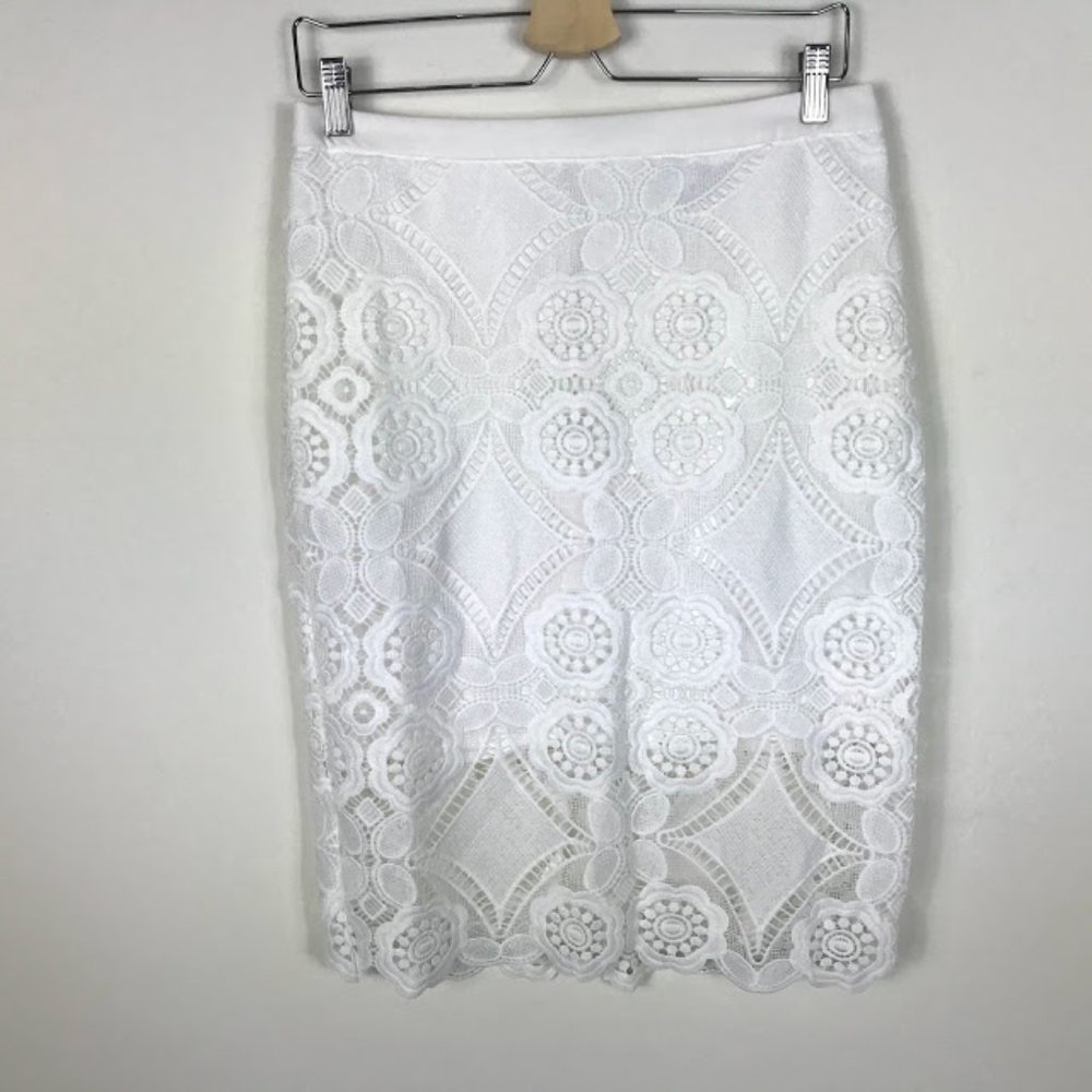 Endless Rose White Lace Pencil Skirt NWOT Large